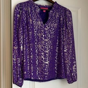 Lilly Pulitzer Purple and Silver Sequin Blouse